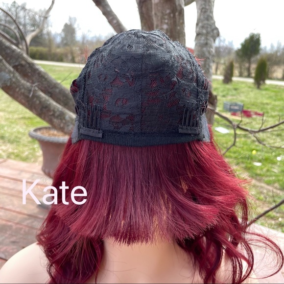 Human hair blend dark red wig - Picture 8 of 8